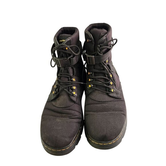 Dr. Martens Combs Tech ll Black Ripstop Nubuck Leather Combat Boots Size 13 - Picture 4 of 12